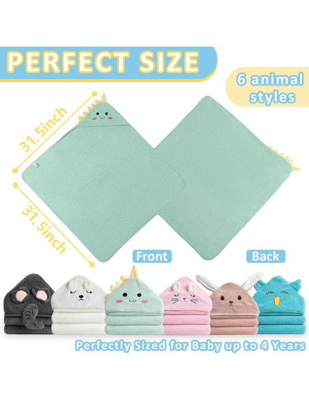 Paquete de 6 Toallas de Baño con Capucha VZZNN 81x81 cm