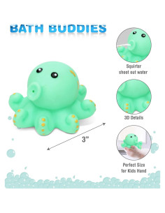 Juguete de Baño Pulpo Verde DolliBu - Flotante para Niños 2