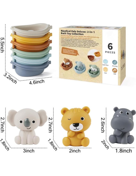 Juguete de Baño Auvitaya Koala Hipopótamo Tigre 230g