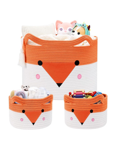 Cesta de Almacenamiento para Bebés AXHOP 3 Pack Algodón 50.8x35.1cm