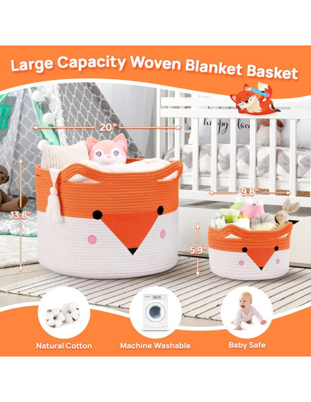 Cesta de Almacenamiento para Bebés AXHOP 3 Pack Algodón 50.8x35.1cm