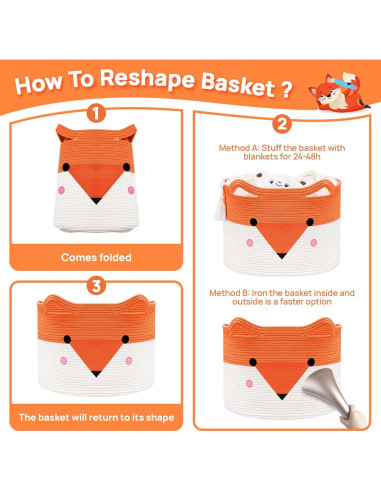 Cesta de Almacenamiento para Bebés AXHOP 3 Pack Algodón 50.8x35.1cm