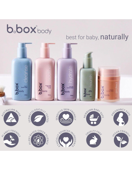 Champú y Gel de Baño para Bebés b.box - 348 ml, Lavanda y Manzanilla