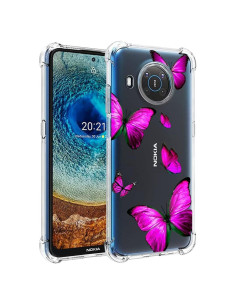 Funda TPU Transparente para Nokia X10/X20 - Mariposa Rosa