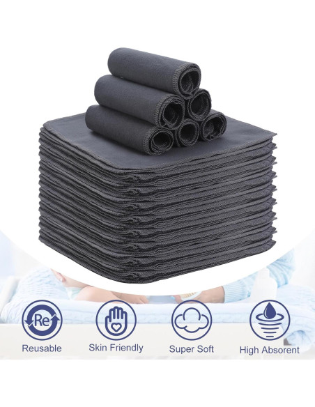 48 Pañuelos de Tela Reutilizables para Bebés SmoothNovelty 20x20cm
