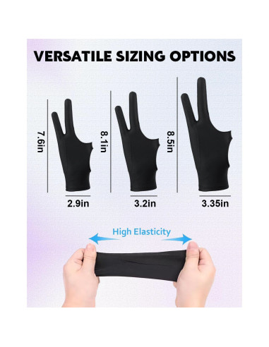 Guantes de Dibujo Digital AmberVec - 2 Paquetes, Tamaño M