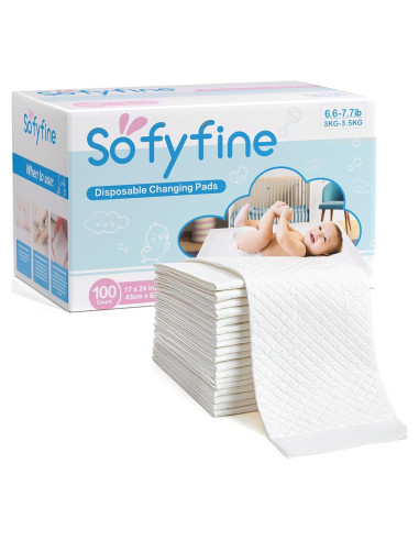 100 Almohadillas Desechables para Cambiar Bebés 43x60 cm SOFYFINE