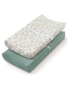 Cubierta de Cambiador de Muselina Blissful Diary 2 Pzas Verde Romano y Hoja