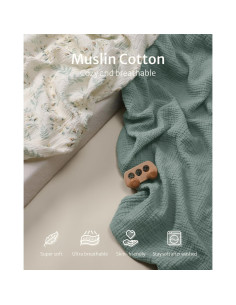 Cubierta de Cambiador de Muselina Blissful Diary 2 Pzas Verde Romano y Hoja 2