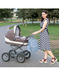 Mochila para Pañales Hap Tim Azul, Gran Capacidad 19 Bolsillos 2