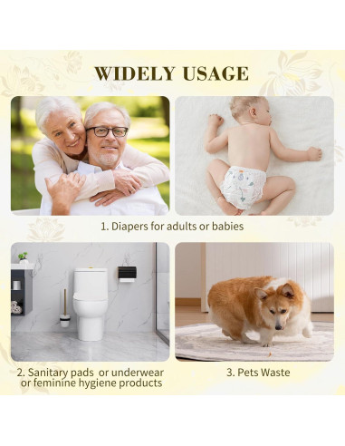 Bolsas de Desecho para Pañales Adulto Dergik 45x59cm 96 Unidades