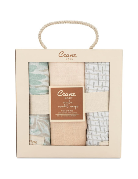Set de 3 Mantas de Muselina 100% Algodón Crane Baby 120x120cm Set de 3 Mantas de Muselina 100% Algodón Crane Baby 120x120cm