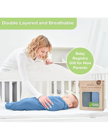 Manta de Muselina Algodón Orgánico Infancie 119x119 cm Transpirable