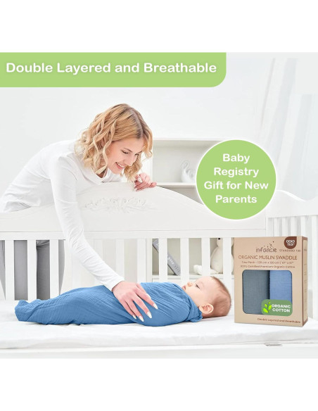 Manta de Muselina Algodón Orgánico Infancie 119x119 cm Transpirable