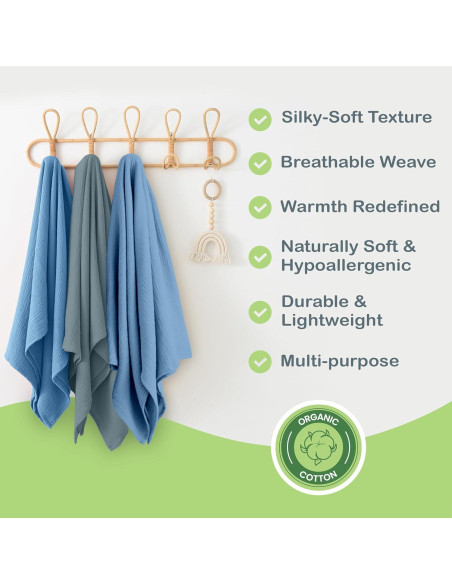 Manta de Muselina Algodón Orgánico Infancie 119x119 cm Transpirable