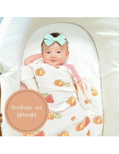Manta para Bebé LollyBanks 120x120 cm Muselina Algodón Calabaza 2