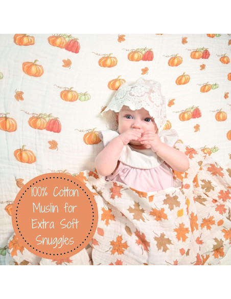 Manta para Bebé LollyBanks 120x120 cm Muselina Algodón Calabaza
