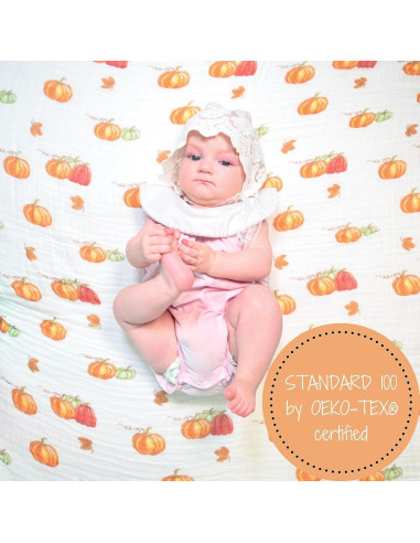 Manta para Bebé LollyBanks 120x120 cm Muselina Algodón Calabaza