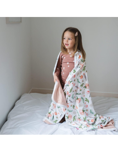 Manta Premium para Bebés PobiBaby 127x127 cm Rosa Floral