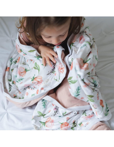 Manta Premium para Bebés PobiBaby 127x127 cm Rosa Floral