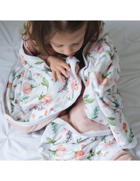 Manta Premium para Bebés PobiBaby 127x127 cm Rosa Floral