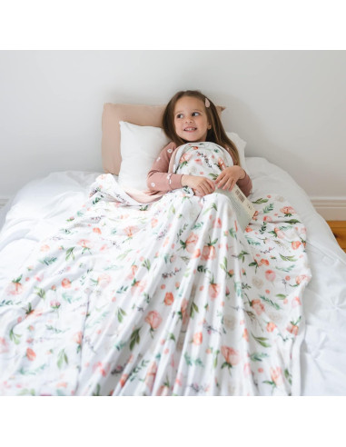 Manta Premium para Bebés PobiBaby 127x127 cm Rosa Floral