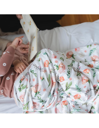 Manta Premium para Bebés PobiBaby 127x127 cm Rosa Floral