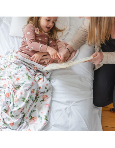 Manta Premium para Bebés PobiBaby 127x127 cm Rosa Floral