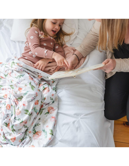 Manta Premium para Bebés PobiBaby 127x127 cm Rosa Floral