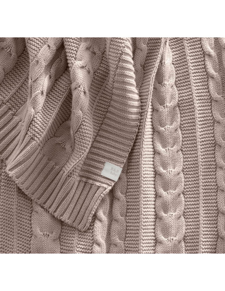 Manta de Punto de Cable para Bebé BOLL & BRANCH - Rosa 100% Algodón Orgánico