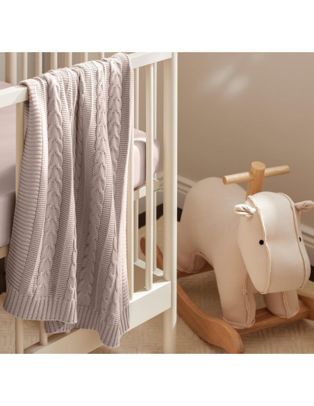 Manta de Punto de Cable para Bebé BOLL & BRANCH - Rosa 100% Algodón Orgánico