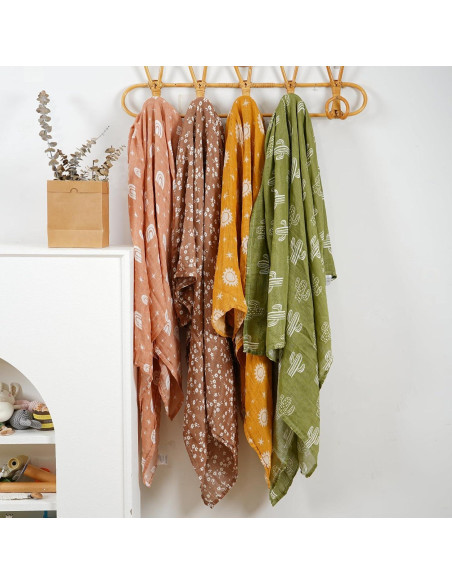 4 Mantitas de Muselina CoolaPeach 120x110cm Cactus Bebé 4 Mantitas de Muselina CoolaPeach 120x110cm Cactus Bebé