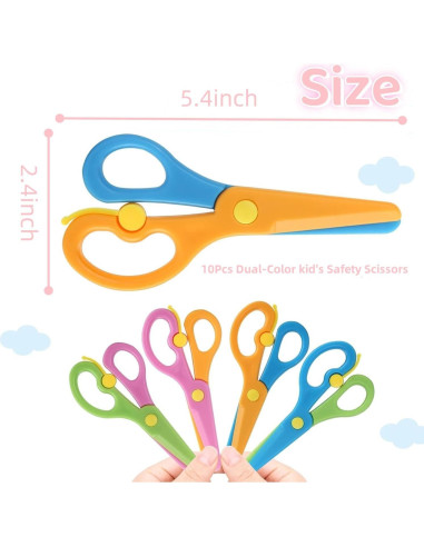 20 Tijeras de Seguridad Geegift para Niños 2-5 Años Color Mezclado