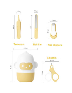 Kit de Uñas para Bebés Wentwos 4 en 1 Amarillo 2