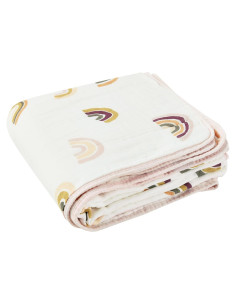 Manta Muslin ZPECC 120x120 cm Algodón Orgánico Arcoíris
