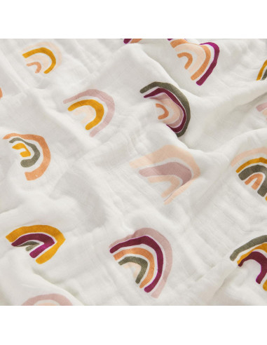 Manta Muslin ZPECC 120x120 cm Algodón Orgánico Arcoíris