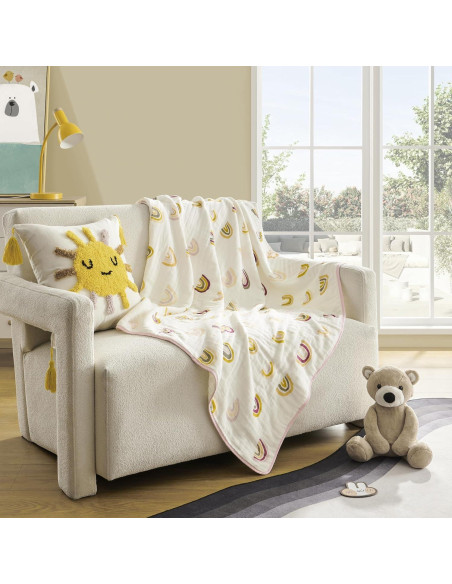 Manta Muslin ZPECC 120x120 cm Algodón Orgánico Arcoíris