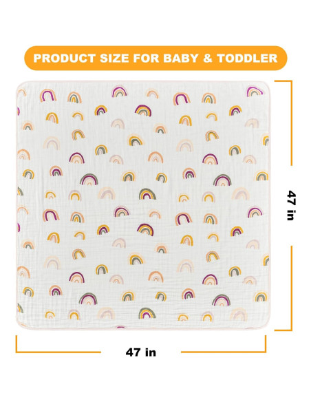 Manta Muslin ZPECC 120x120 cm Algodón Orgánico Arcoíris