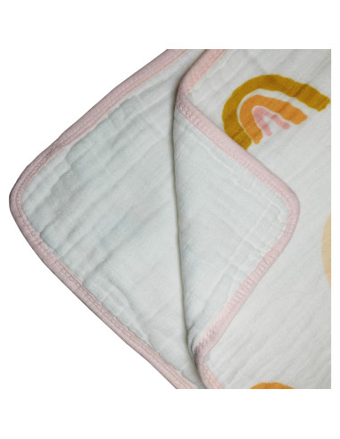 Manta Muslin ZPECC 120x120 cm Algodón Orgánico Arcoíris