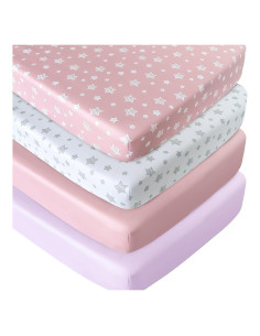 Sábanas Ajustadas para Cuna Moonsea 4 Piezas Rosa 132x71cm