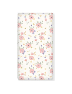 Sábana Ajustable de Cuna Winpema Floral Rosa 71x132 cm