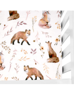 Hoja de Cuna Muselina GRSSDER 100% Algodón 132x71 cm Zorro 2