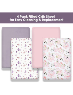 Juego de Sábanas para Cuna Little Grape Land 4 Piezas Floral 2