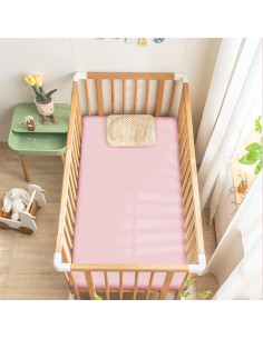 Sábanas de Cuna de Satén Ersmak - 2 Piezas Rosa 71x132 cm 2