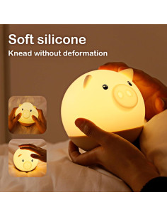 Luz Nocturna Táctil Roly Poly Cerdo GANGULITO LED Recargable 2