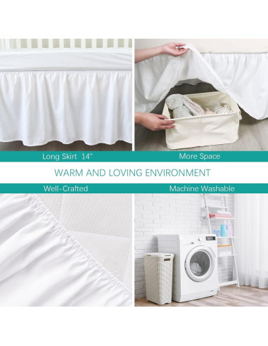 Faldón de Cuna MD Home Decore 100% Algodón Gris Claro 35.56 cm