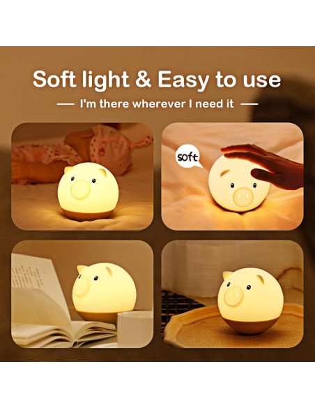 Luz Nocturna Táctil Roly Poly Cerdo GANGULITO LED Recargable