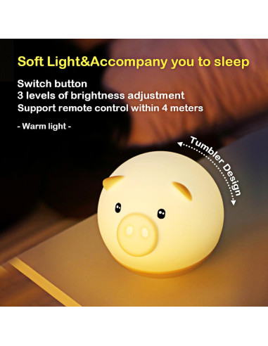 Luz Nocturna Táctil Roly Poly Cerdo GANGULITO LED Recargable