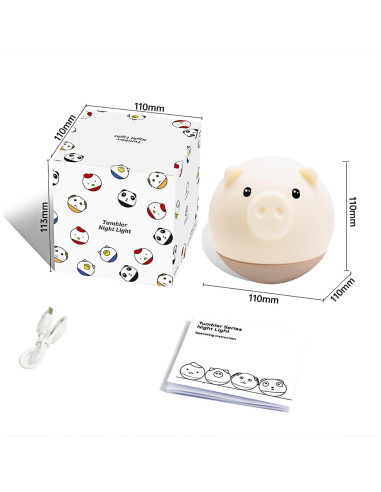 Luz Nocturna Táctil Roly Poly Cerdo GANGULITO LED Recargable