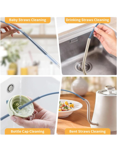 Juego de cepillos de silicona Raymeefa para botellas y popotes